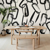 Oversized chain design removable wallpaper wall mural in scandinavian dining room interior