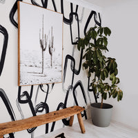 Modern brush strokes wallpaper in scandi boho design interior
