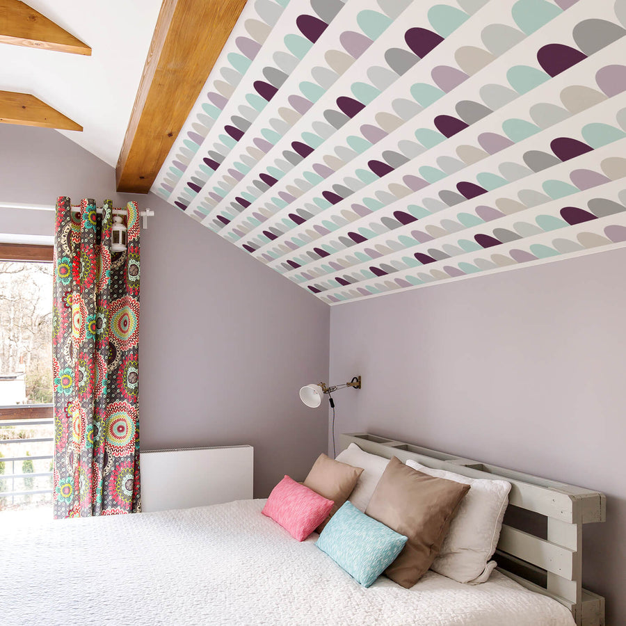 colorful geometric shapes wallpaper design for modern girls bedroom