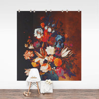 colorful removable wallpaper with vintage flowers