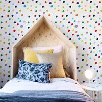 tiny colorful dots removable wallpaper for fun kids bedroom interior