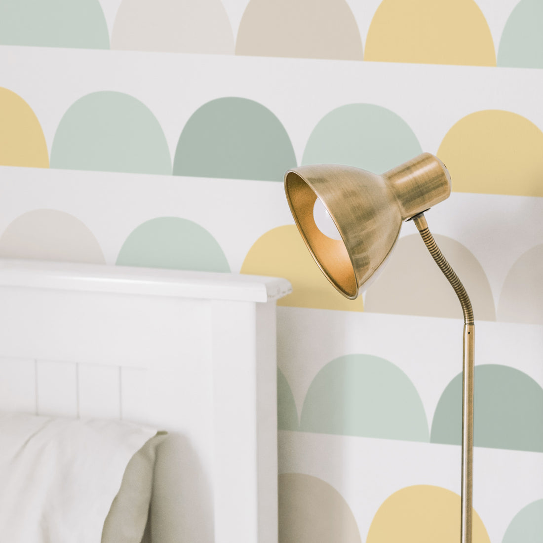light pastel circles print wallpaper design for boys room