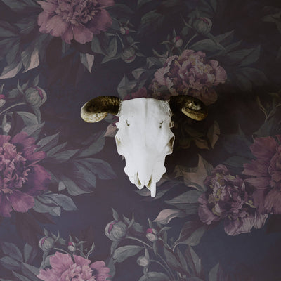 Dark floral peonies wallpaper