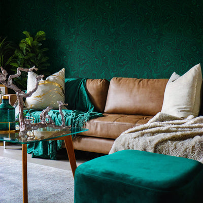 Emerald green malachite wallpaper