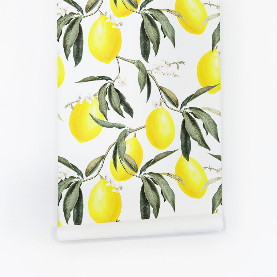 yellow lemon design removable wallpaper 
