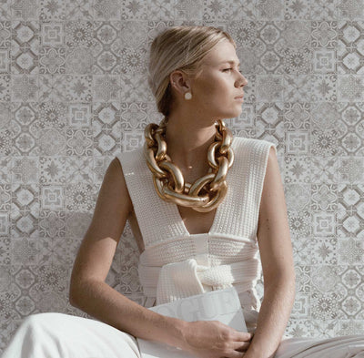 Elegant Neutral Tiles Wallpaper
