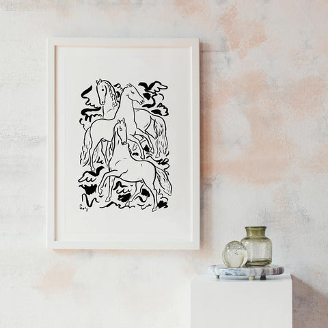 Horses Illustration Art Print