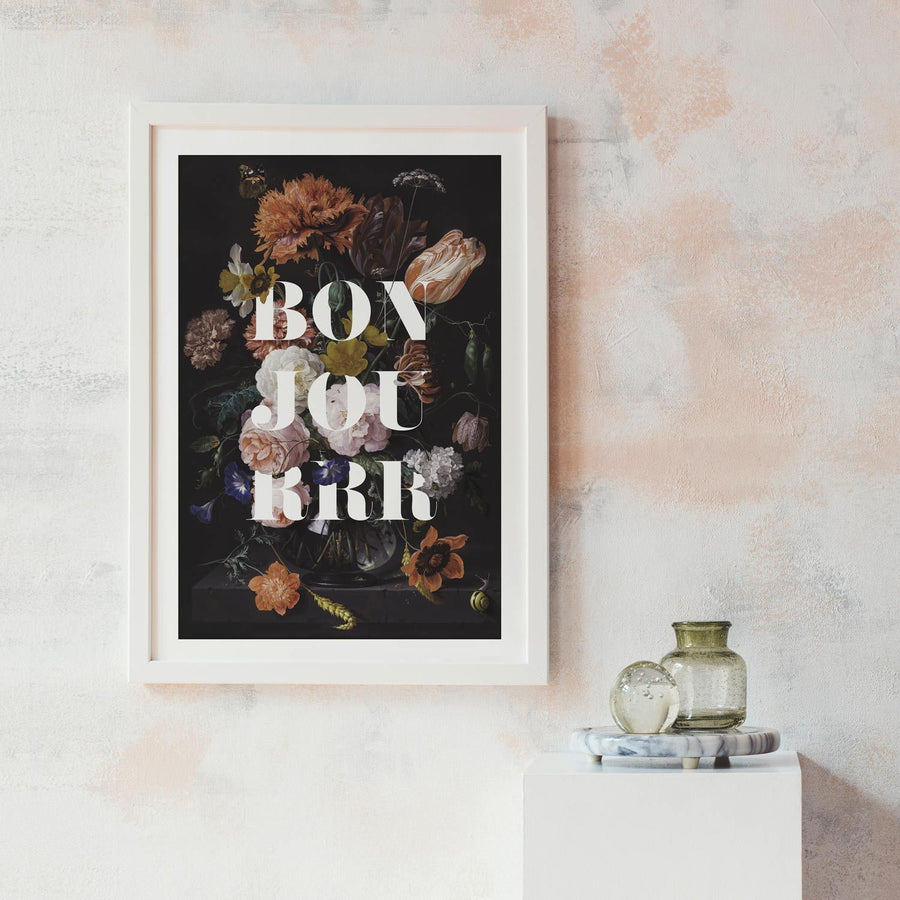 Dark floral wall poster