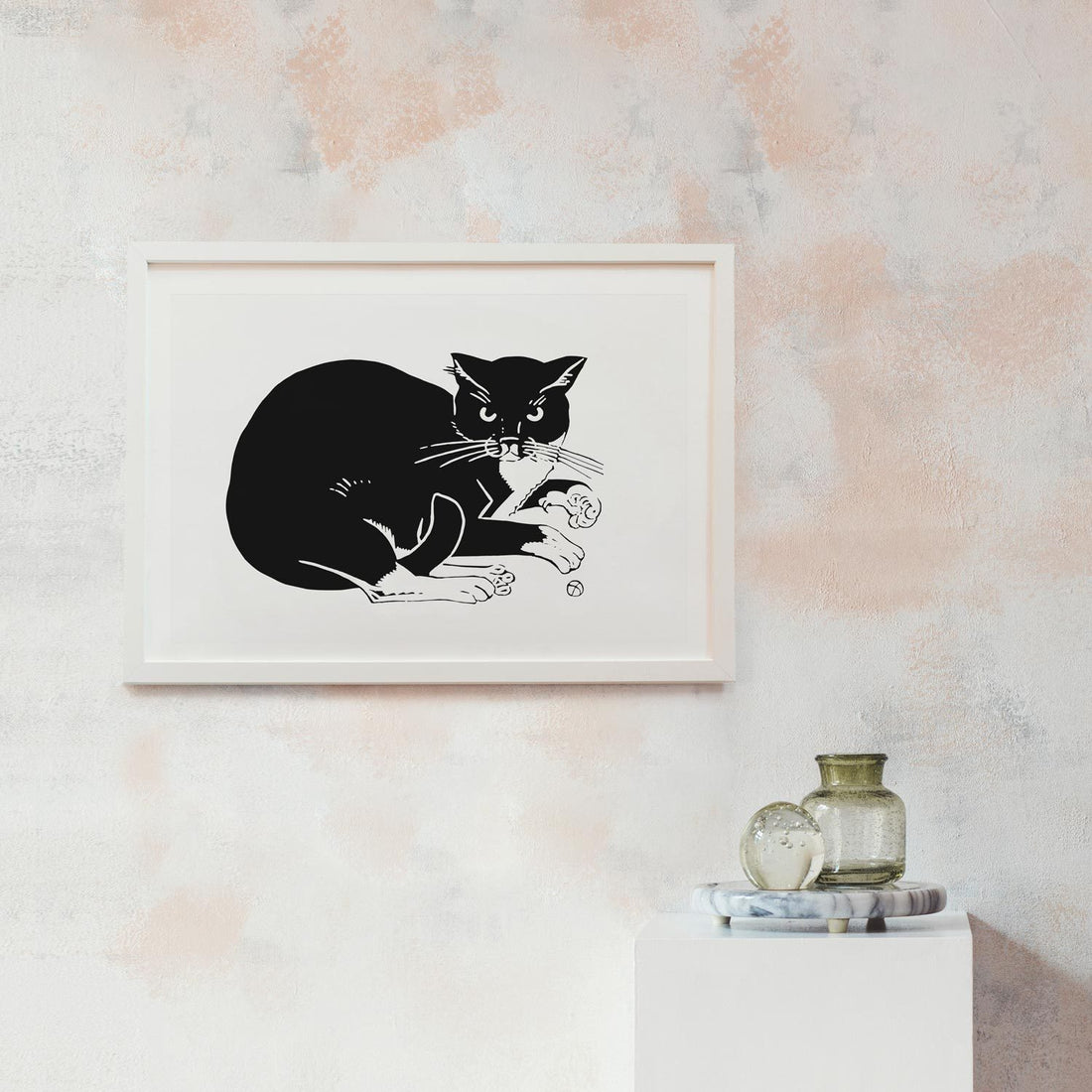 Illustration Print with black cat