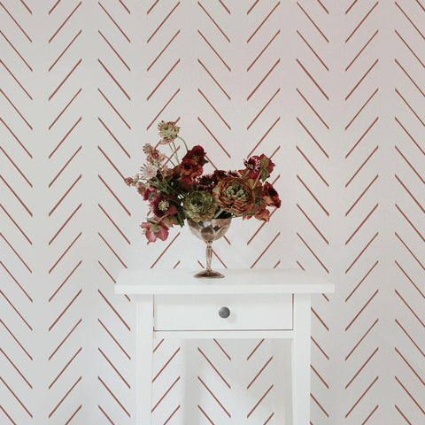 Carta da parati moderna Delicate Herringbone color argilla