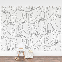 Modern design line face wall mural in removable wallpaper material