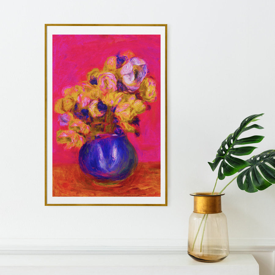 Paining art print with vase of flowers