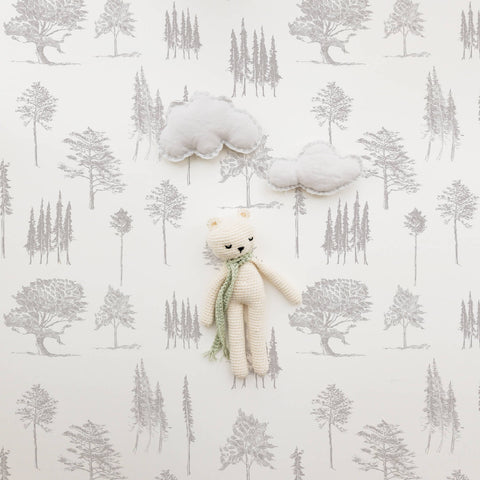 Carta da parati minimalista con design di foresta