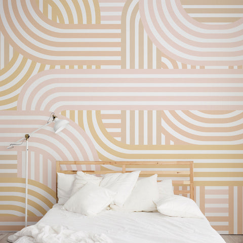 Beige Geometric wall mural
