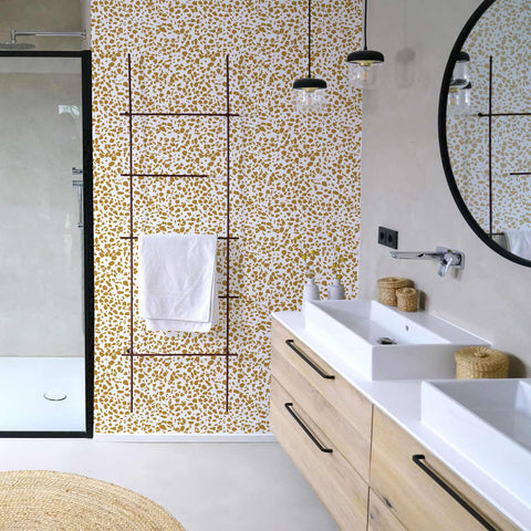 Carta da parati in terrazzo dal design minimale color ocra