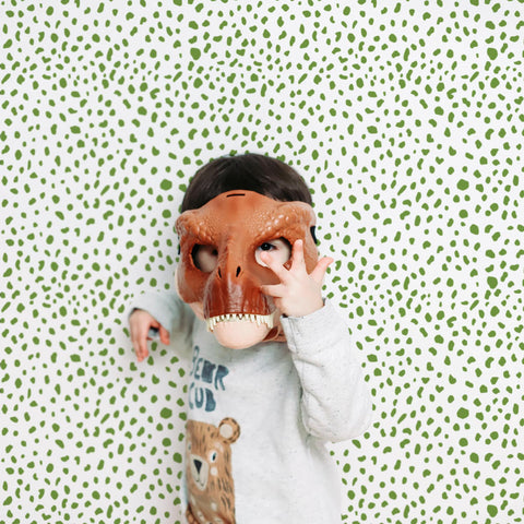 Carta da parati per cameretta per bambini fantasia dalmata verde