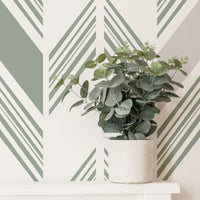 green simple lines wallpaper design in tribal kids bedroom
