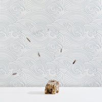pale blue waves  pattern wallpaper for beach house
