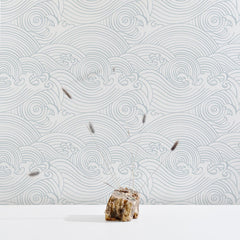 pale blue waves  pattern wallpaper for beach house