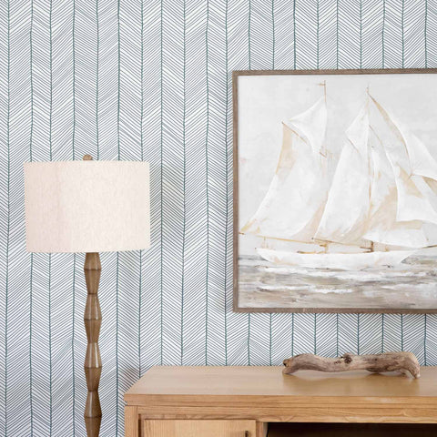 Simple herringbone wallpaper in windy color