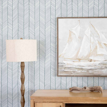 coastal herringbone pattern wallpaper for bedroom