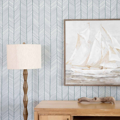 Simple herringbone wallpaper in windy color