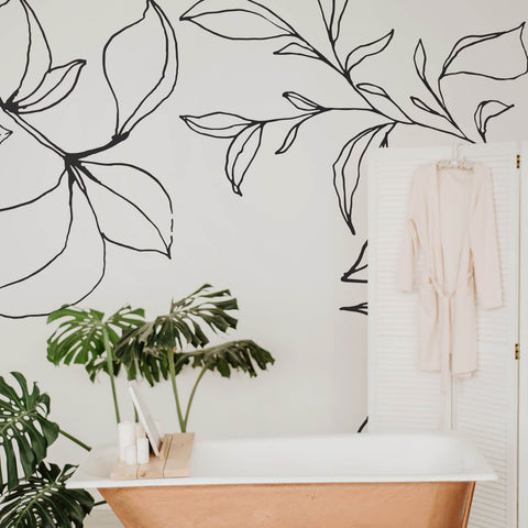 Minimal floral wall mural