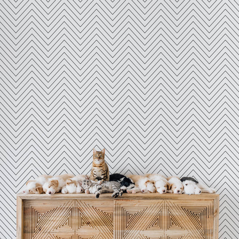 Nursery interior chevron wallpaper