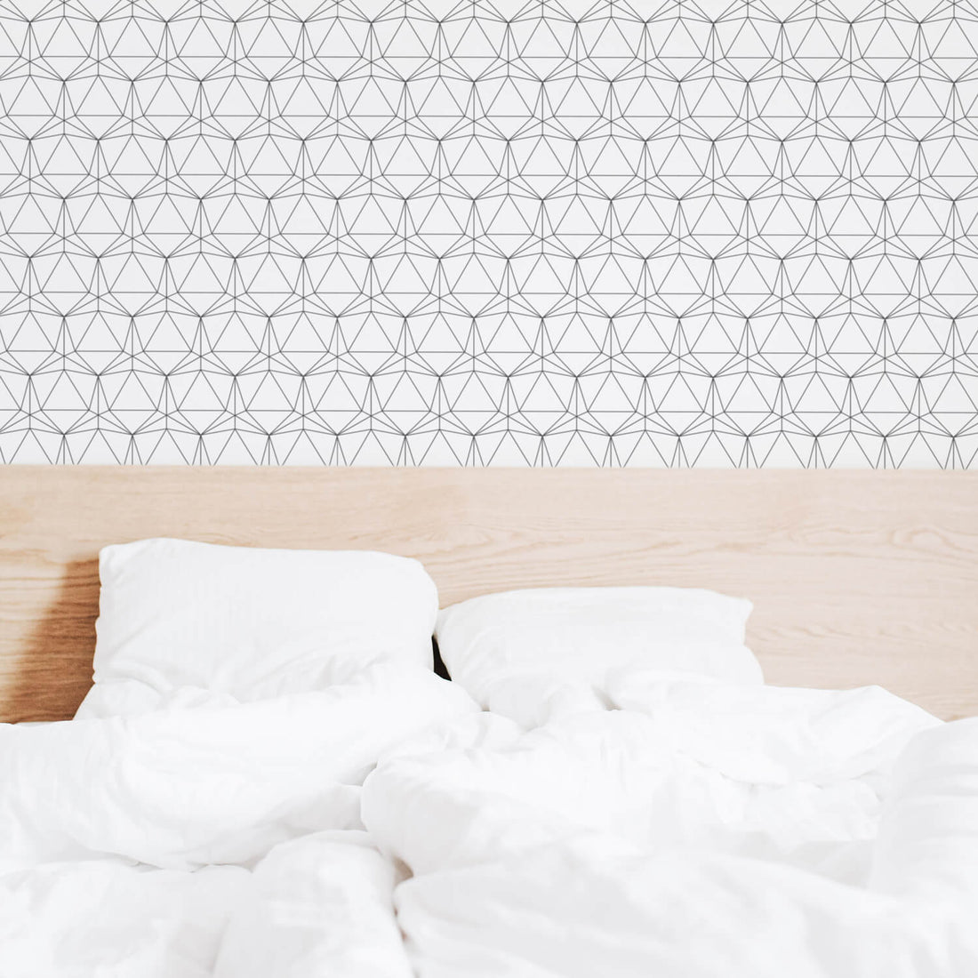 minimalistic style bedroom wallpaper with black and white geometric shapes