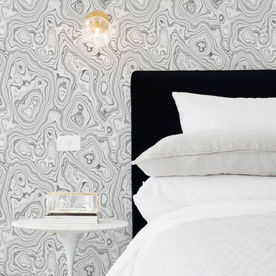 Grey malachite print wallpaper
