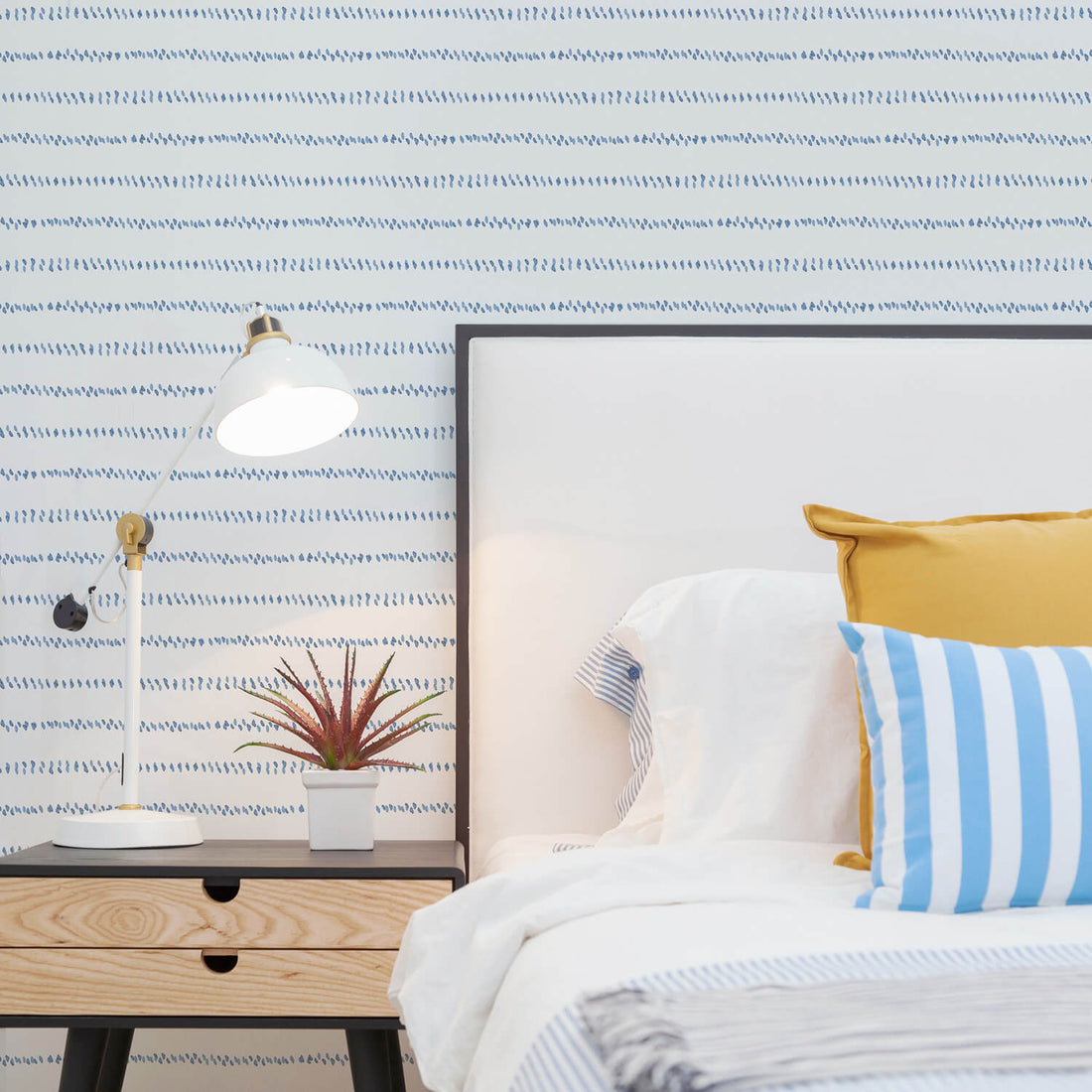 Blue watercolor dots removable wallpaper by Livettes