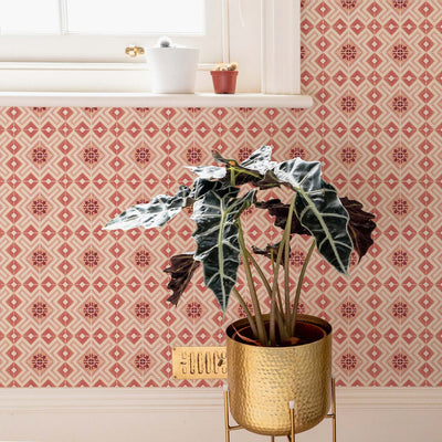 Pink Moroccan Tile pattern wallpaper
