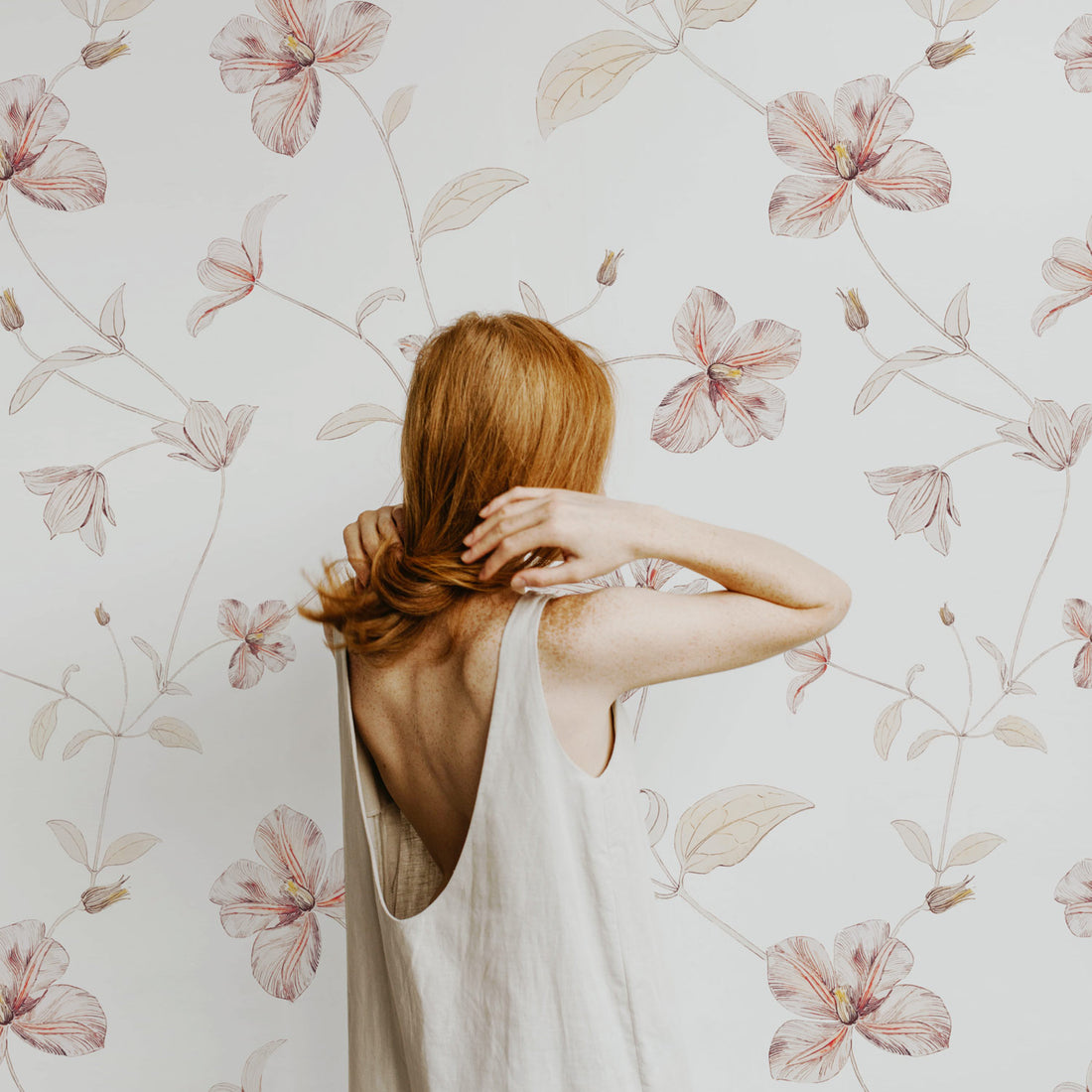 Feminine floral design wall mural