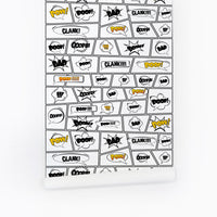 modern comical phrases print wallpaper design in peel and stick