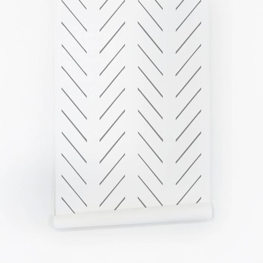 simple chevron inspired lines removable wallpaper in grey color