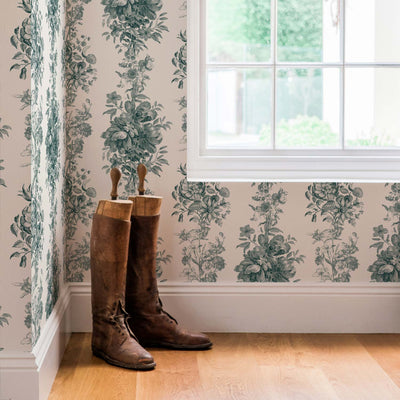 Pine Green Toile pattern wallpaper