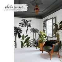 modern jungle wallpaper for white interior design