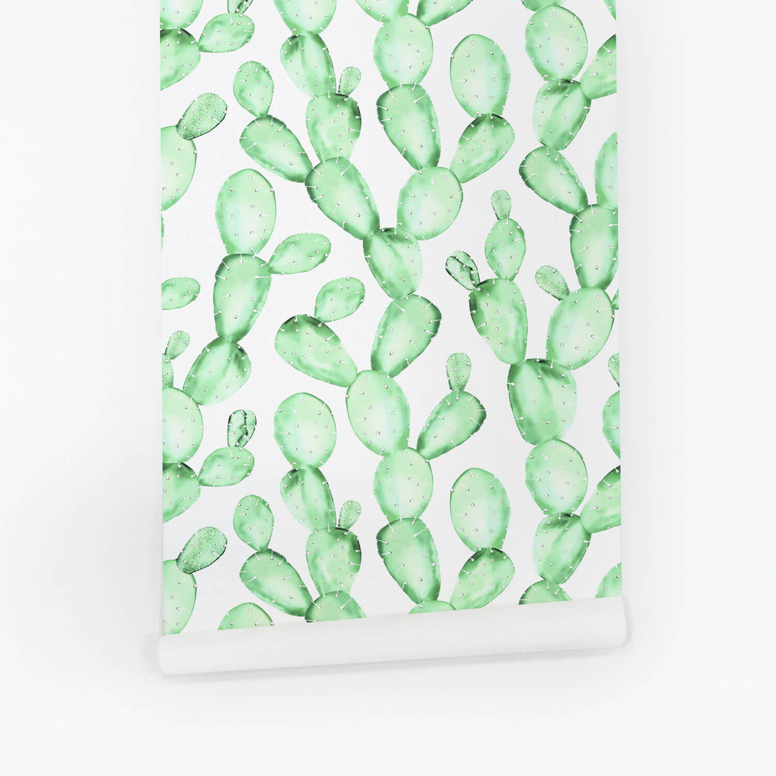 modern pastel cactus removable wallpaper in mint color