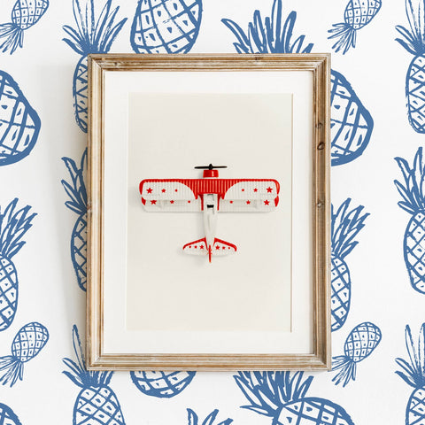 Blue pineapple pattern wallpaper