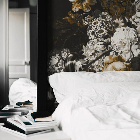 Dark floral wall mural