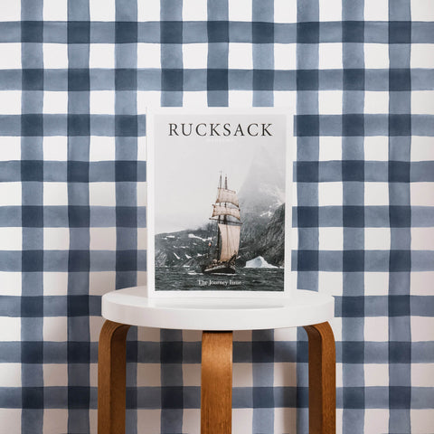 Blue watercolor gingham pattern wallpaper
