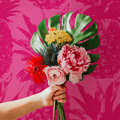 Fuchsia Pink pineapple wallpaper