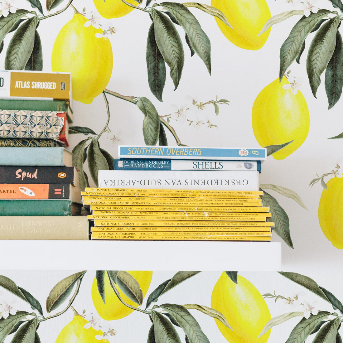 bright yellow lemon removable wallpaper 