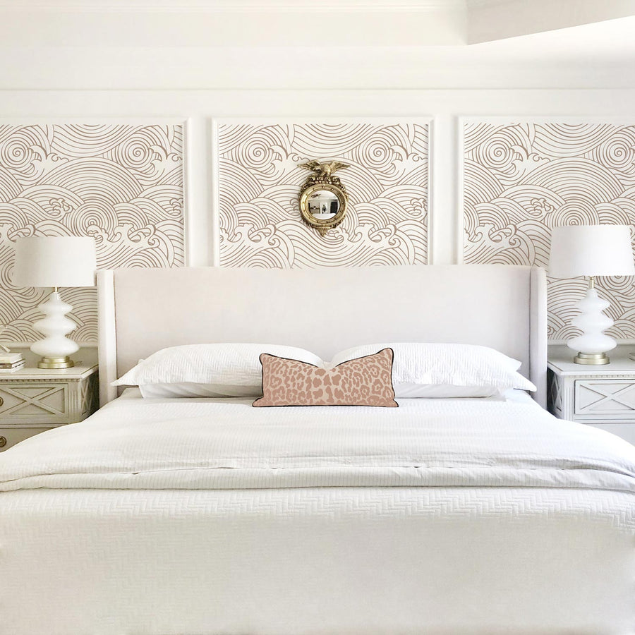 elegant bedroom interior with coastal waves removable wallpaper