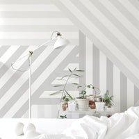 neutral geometric wallpaper for white scandinavian interior style design