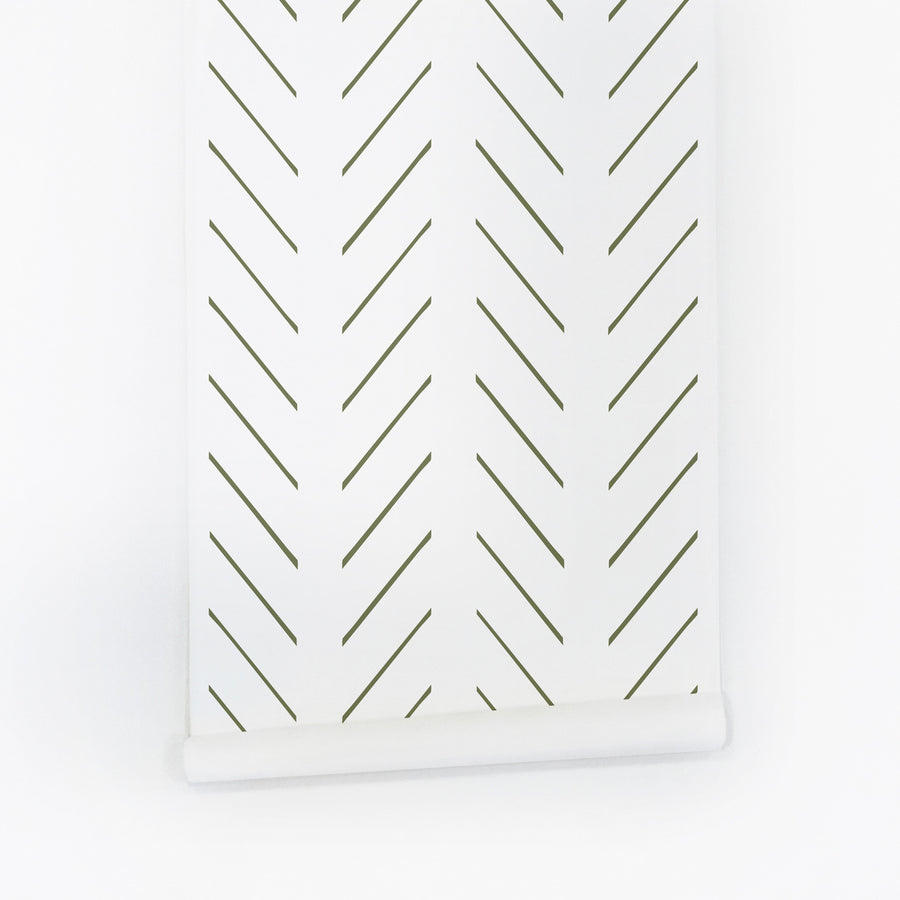 olive green herringbone simple striped removable wallpaper