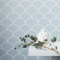 soft blue ombre scallop design nursery removable wallpaper