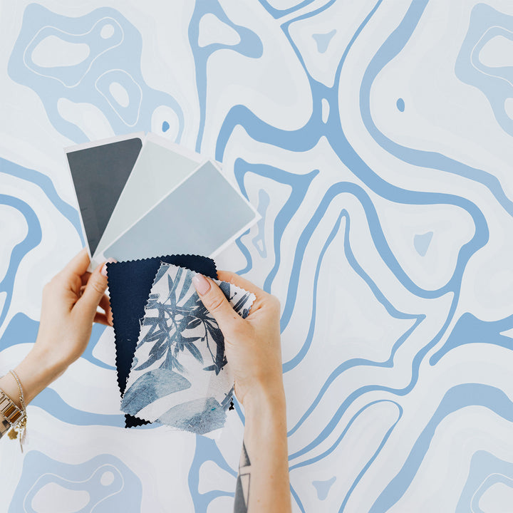 light blue quartz inspired wallpaper design