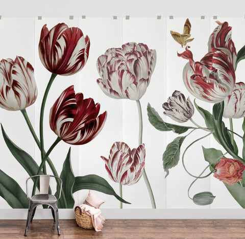 Murale floreale rosso vintage