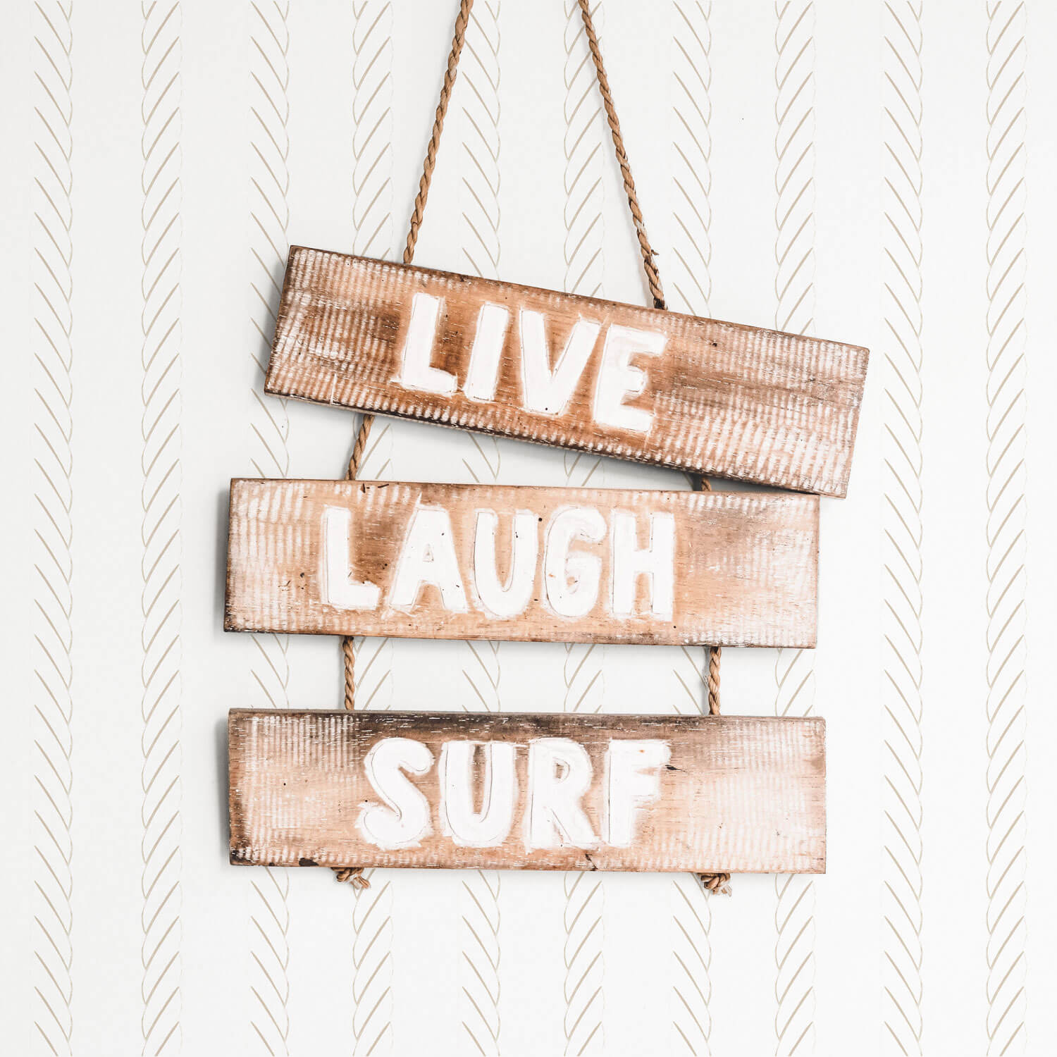 Latte color rope print wallpaper for ocean themed nursery | Livettes